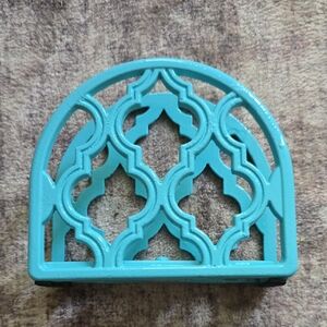 Intricate Teal Metal Napkin Holder